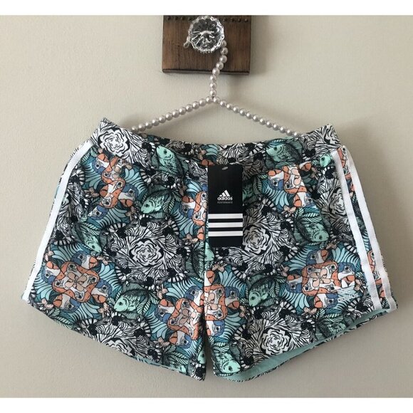 NWT Adidas Girls Size XL  Zoo Shorts Multicolor Pockets Elastic Waist - Picture 1 of 6